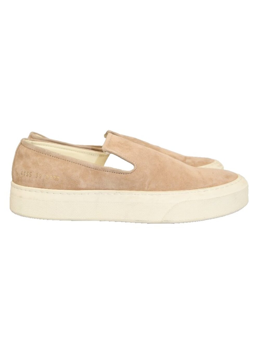$600 COMMOM PROJECTS SLIP-ON SNEAKER TRAINER SLIDE BEIGE SUEDE 39 (DD21)